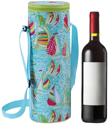 Leberna Weinkühltasche, isolierte Flaschen-Tragetasche für Picknick, Reisen, Strand, Grün, 2 l