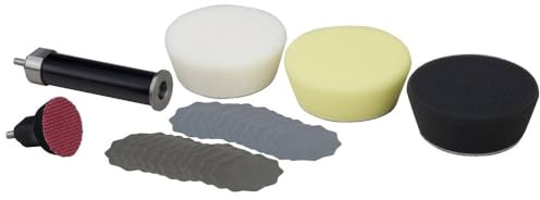 Proxxon 29070 Schleifscheiben/Polierschwämme Set (für Winkelpolierer WP/E, inkl. 80 mm Verlängerung, 30 mm Schaumstützteller, Wellenrand-Schleifscheiben K 1000 + K 2500, Polierschwamm)