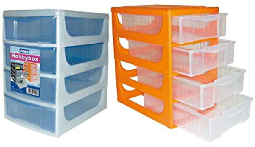 Bama BAM157 Cassettiera Hobby Box, 4 Scomparti, in plastica e ABS, per scrivania, 17x25x29 cm, Assortiti