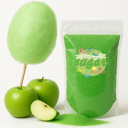 Zuckerwatte Zucker mit Geschmack Apfel Grün farbiger Aromazucker 500g für die Zuckerwattemaschine