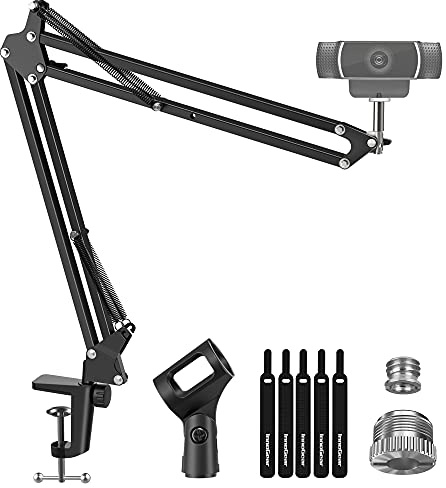 InnoGear Webcam Stand, Boom Arm Mount Stand for Logitech Webcam BRIO 4K C920 C920S C922 C922x C925e C930 NexiGo N60, 1/4-3/8 and 3/8-5/8 Screw for Blue Yeti Snowball Yeti Nano and Other Mics