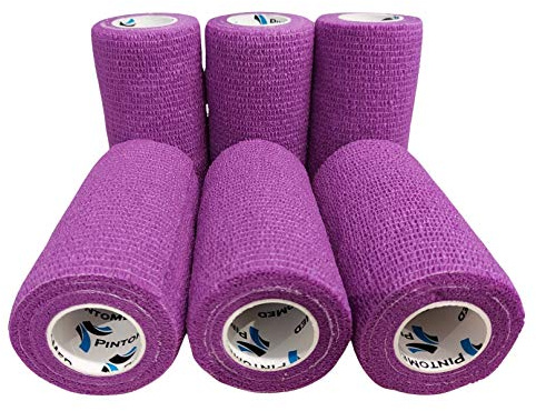 PintoMed Bendaggio Coesivo - 6 x Viola - garza elastica - 6 rotoli x 7,5 cm x 4,5 m autoadesiva flessibile bende, primo soccorso - Wrap Cohesive Bandage - Confezione da 6