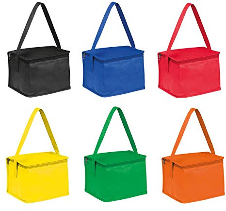 ohne Markenname 6x Kühltasche für je 6 Dosen à 0,33l / je 1x Schwarz, Blau, Rot, Grün, Gelb, Orange