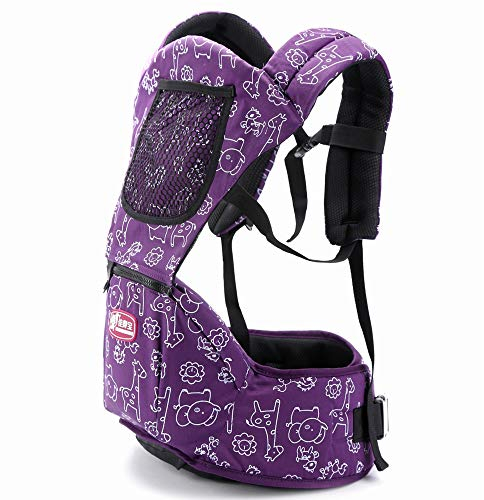 WPHH Babytrage Ergonomische Kindertrage Kleinkind Rucksack Hüfte Sitz Vorne Känguru Babytragetasch Für Baby Reise 0-36 Monate, Unisex,Lila
