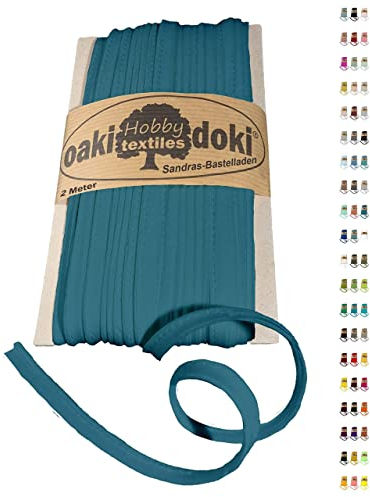 Sandras-Bastelladen Oaki Doki Paspelband/Biesenband Tricot de Luxe Jersey 2m Ø 3mm 211-Petrol