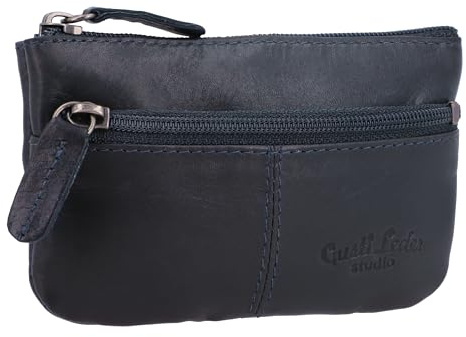 Gusti Schlüsseltasche Leder - Rook Portemonnaie Geldbeutel Klein Schlüsseletui Schlüsselmappe Blau Leder