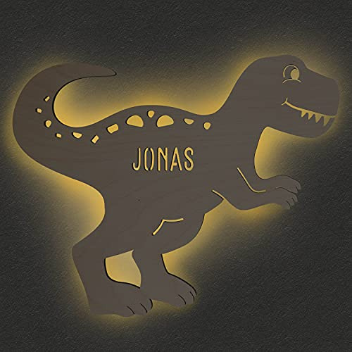 LAUBLUST Schlummerlicht Baby - Saurier - Personalisiertes Geschenk Geburt & Taufe - LED Hintergrund-Beleuchtung | Natur