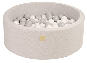 MEOWBABY Bällebad Baby - Rund 90x30cm Ball Pit für Kinder ab 1 Jahr mit 150 Bälle - Weiches & Sicheres Bällepool, Cotton, Hellgrau
