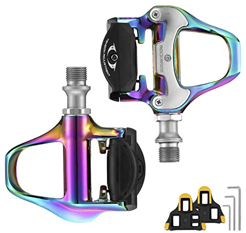 ROCKBROS Road Bike Pedals Colorful Clipless Bicycle Pedals with Cleats Set Compatible with SPD-SL System