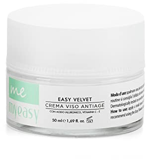 MyEasy Antiage ansiktskräm med hyaluronsyra, vitamin C och E, Resveratrol - utjämnande och fuktgivande, återfyllande för blandad och fet hud | ekologisk, vegan, tillverkad i Italien, 50 ml
