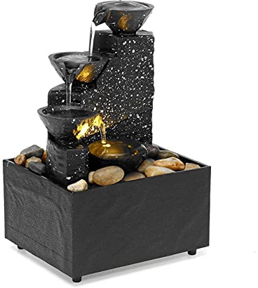 Fontana Zen da Interno Fontana di acqua corrente desktop USB Ornamento del paesaggio in resina con GUIDATO Pietre chiari Home Decorazione da tavolo Decorazione figurine Artigianato fontanella interni