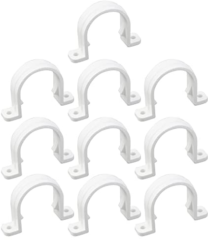 Mewutal 10PCS U Shape Tube Strap Clamp 2 Holes Conduit Straps PVC Pipe Straps for Water Pipe Cables Tube (ID 30mm, 1-1/5 Inch) | Pipe Strap, for Pipe Cables Tube, ID 30mm, 1-3/16 Inch