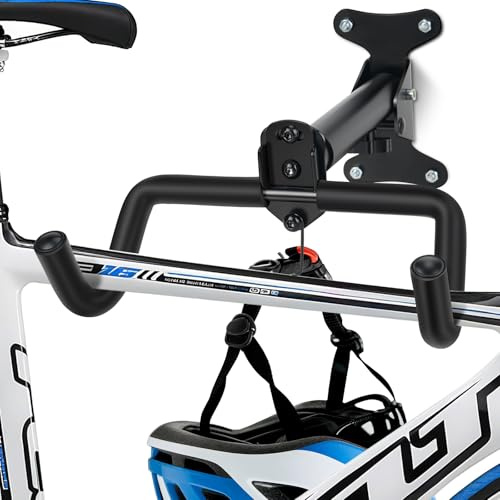 Fahrrad Wandhalterung,Fahrradhalterung Wand Klappbar mit Softe Polsterung,Einstellbar Winkel und Wandabstand,Bis 30 kg,Fahrradhalter für MTB,Rennrad,den Innenbereich oder die Garage,1 Pack