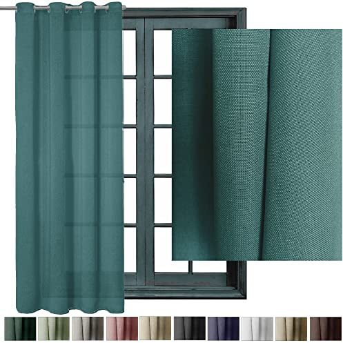 Cleanlevel EST 2016 Ösenschal Blickdicht Leinenartig 240x245cm Ösenvorhang Ösengardine Gardine Gardinen Ösen Vorhang Vorhänge Leinen Look Wohnzimmer (1, Petrol)