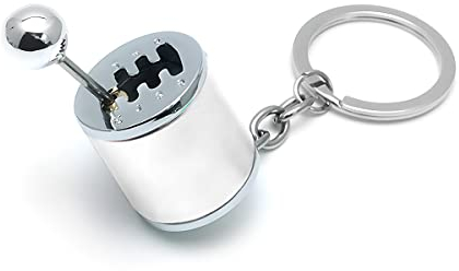 JNNJ Mini Portachiavi a Forma di Cambio, 6 Velocità Shifter in Lega di Zinco, Gadget Decorativo per Chiavi Auto (Argento)