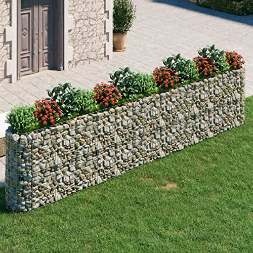 Camerina Lit surélevé à Gabion Fer galvanisé 470x50x100 cm,Bordure Pierre,Kit Gabion,Gabion Jardiniere