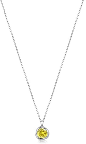 immobird Kette Damen 925 Sterling Silber Halskette mit November Geburtsstein Natürliche Citrin-Rosenform Geschenk Damen Mädchen