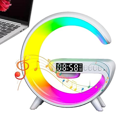 Altoparlante Intelligente LED con Luci Ricaricabile, Timer Colore, Sveglia, Comodino Luce Casa