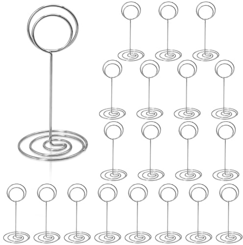 RONTEDA Table Number Holders 20Packs - 3.35 Inch Table Number Stands Place Card Holder for Wedding Party Graduation Reception Restaurant Home Photo Picture Office Memo (Silver, 3.35)