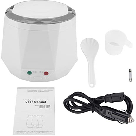 Glomora Miskall-Olla Arrocera Eléctrica Portátil, 24V, 140W, Vaporizador De Alimentos, Cocina Multifuncional De 1,6 L para Camioneros Y Hogares(白色)