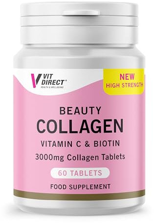 Vit Direct - Beauty Collagen Tablets (Plus Biotin) - 60 Tablets - Two Month Supply - Daily Supplement - for Healthy Hair, Skin & Nails - High Strength - Collagen Supplements for Women