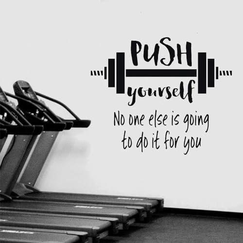 YOUSHIHUI Fitnessstudio Zitate Wandaufkleber Langhantel Workout Sport Vinyl Applikationen Wandbild Zuhause Interieur Schlafzimmer 57x48cm