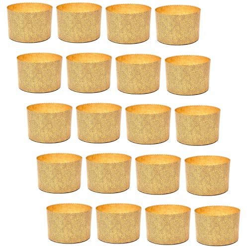 Molde para Panetón Alto de 500gr, 20 unidades - Pirottini de Papel Profesional de Celulosa Pura Natural, Moldes para Panetones, Resistente al Calor hasta 200°C, Molde para Panetón de 500gr