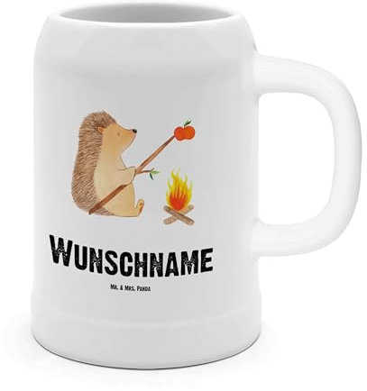 Mr. & Mrs. Panda Personalisierter Bierkrug Igel Grillen - Personalisierte Geschenke, Vintage Mit Namen, Bayerischer, Lustige Sprüche, Motivation, Ziele, Spruch, Personalisiert Gravur, Sinn Des Lebens