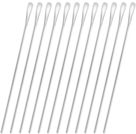 luvtree Lot de 12 cuillères mélangeuses réutilisables en acier inoxydable de 25,8 cm - Cuillères à café, cocktail et thé glacé réutilisables - Passe au lave-vaisselle
