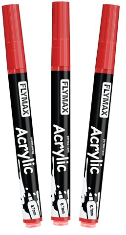 Rot Marker Stifte 0,7mm – Permanent Marker Rot Acrylic Wasserbasis Wasserfest Schnelltrocknend Fein (3er Pack)