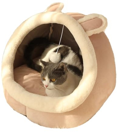 NatureMan Cucce per Gatti da Interno, Casa per Gatti con Giocattolo Palla Sospesa per Gatti, Casa Tenda per Gattini Cuscinetto di Cotone Rimovibile, Forniture Calde e Morbide per Animali Domestici