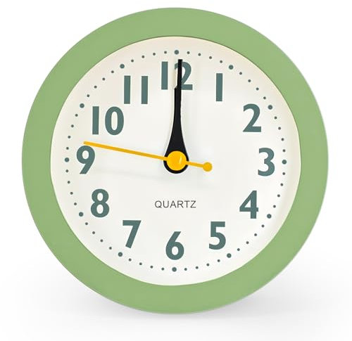 Chedin Mit Nachtlicht, Rund Wecker, Kinder Wecker, ohne Ticken Kinderwecker, Lernwecker Kinderwecker Digital für Schlafzimmer (Dunkelgrün)