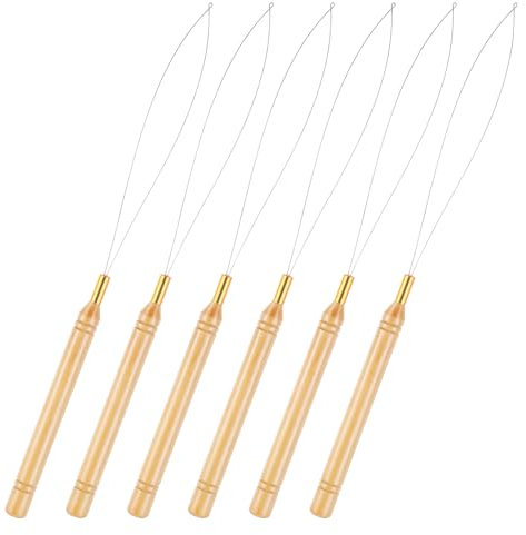 6 Stück Bartperlen Einfädler Haarverlängerungs Nadeleinfädler Zughaken Werkzeug Haarverlängerungen Schlaufen Nadeleinfädler Haarverlängerungsschleifen Nadel Einfädler Für Haar Feder Extensions