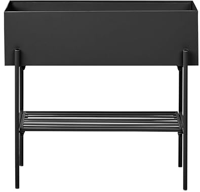 Blomlåda på Ben i Metall 71 x 28 x 65 cm Planteringslåda Inomhus Utomhus Modern Fyrkantig Svart Vinca