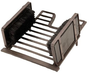 Boot Welly Shoe Scraper w/Dual Brush - Brown Cast Iron Heavy Metal Garden Accessory