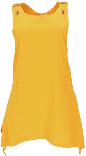 GURU SHOP Falda con peto, vestido de tirantes de gran tamaño, vestido de peto, falda de globo, para mujer, Kurkuma., 40