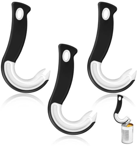 EIH1 Abrelatas de Anillo de Fácil Abrir 3 Piezas Abridor de Fácil Agarre Abrebotellas en Forma de J Ayudante de Cocina para Cocina Restaurante Bar Fiesta