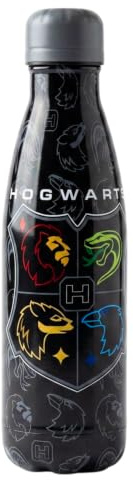 Harry Potter Wiederverwendbare Flasche, Design aus Edelstahl, Thermosflasche für Kinder, Reiseflasche, Fassungsvermögen 500 ml, Schwarz