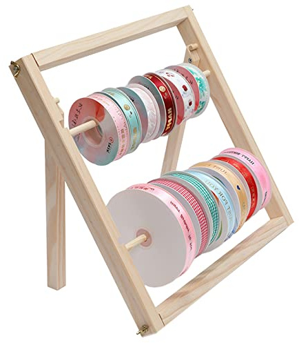 Dspvbmmzx Ribbon Storage Organizers Rack Solid Wood Craft Room Ribbon Storage Shelf - Removable Cross Bars, 1 2 4 Layers Spools Rack for Cakes Shops, Tabletop(4 Tiers-40x65cm) (One Color 2 Tiers)