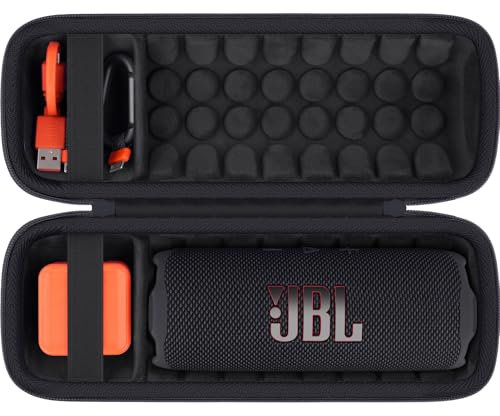 Khanka für JBL Flip 7 / Flip 6 wasserdichte tragbare Bluetooth-Lautsprecher Hartschalen-Reise-Aufbewahrungstasche, nur Koffer (Schwarz)