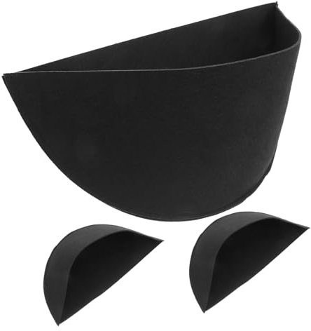 Yardwe 3 Pièces Doublure de Pot de Fleurs Panier à Fleurs Anti-dérapant Protection de Panier de pavillon de jardinière Doublure de jardinière Demi-Ronde Feutre Black