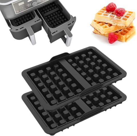 2 Stück Heißluftfritteuse Zubehör, Airfryer Zubehör kompatibel mit Ninja AF400EU, AF451EU, SL400EU, und AF500EU, Backschaleneinsatz, Waffel Silikonform