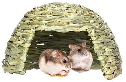 Grashaus Für Nager, Getrocknetes Gras Heuhaus Mit Öffnungen Spielhaus Für Kaninchen/Meerschweinchen/Hamster/Chinchillas Und Andere Kleintiere, Faltbare Betthütte Natürlich Aus Geflochtenem Heu