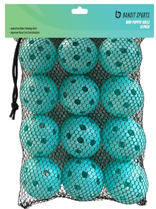 Bandit Sports Pelotas de béisbol de plástico Popper, hechas de material resistente a los impactos y rebote, entrenamiento perfecto para pelotas de béisbol y pelota de golpeo (12 mini pelotas de