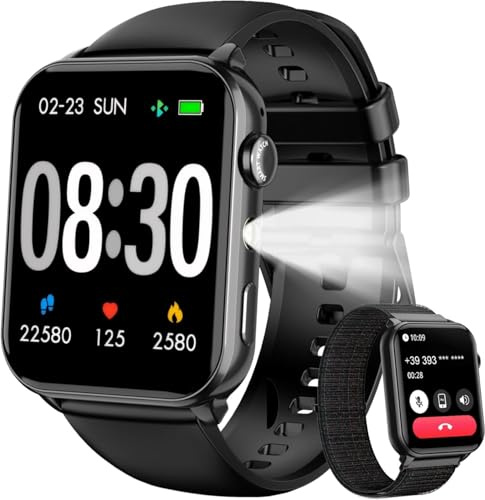 IOWODO Reloj Inteligente Hombre Mujer, Smartwatch Mujer con 2 Correas,1.91 Reloj Deporte con Funciún Llamadas y Whatsapp Mensajes Bluetooth,100 Modos Deporte para iOS Android Teléfono