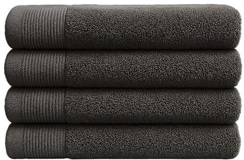 NOVOTEXTIL Toallas de Lavabo 50x100 cm – Juego 4 Toallas Mano 100% Algodón 480 g/m2 – Suaves y Absorbentes – Set Toallas Lavabo para Baño, Cocina o Tocador (Negro)