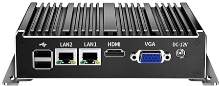 UDPTCP Mini PC sin Ventilador, PC Industrial, Mini computadora Quad Core N2840, 4K HD+VGA, 2Gigabit Ethernet, USB, Mini PC de Escritorio 2 RS232 COM, WiFi/Win10/Linux,4GB RAM, 64GB SSD