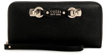 GUESS Damen Mimina Große Umlaufendem Reißverschluss Geldbörse, Schwarz