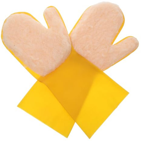Abaodam 2pcs Pool Scrubbing Gloves Comfortable Latex Mitts for Efficient Cleaning in Cold Weather Pools Hot Tubs and Household Chores Yellow Color