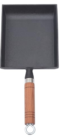 Sartén, 18,5 x 15,5 x 3 cm, cuadrada, antiadherente, japonesa, para desayuno, huevo frito, hamburguesa, cacerola de hierro fundido para todo tipo de fuegos, inducción y cocina de gas, color negro